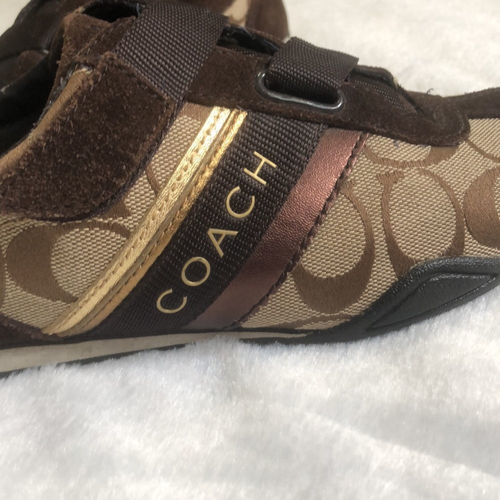 Coach Signature Canvas and Suede Sneakers Size 6 1/2